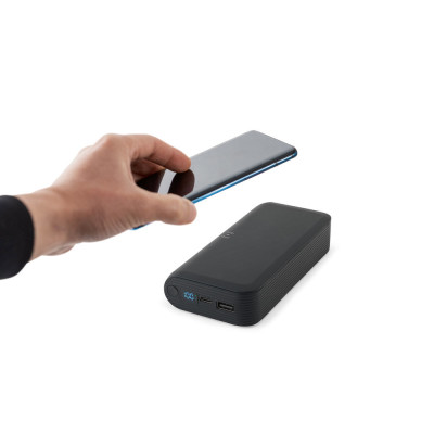 BECKER 20. 20.000 mAh power bank in recycled ABS (100 rABS) with 15W superfast wireless charger